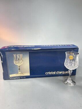 Cristal DArques Longchamp Set Of 6 Crystal Wine Glasses 17.5 Cl Vintage Lead Cry